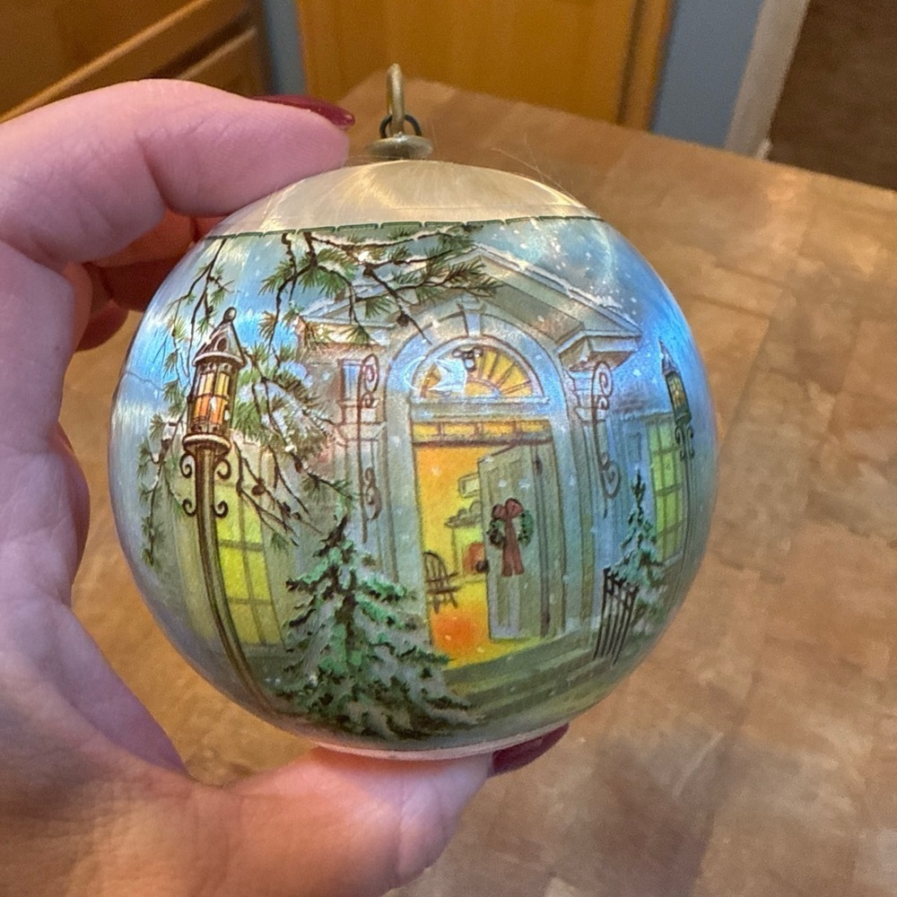 Vintage Christmas Ball Unbreakable Satin Ornament Winter Wonderland